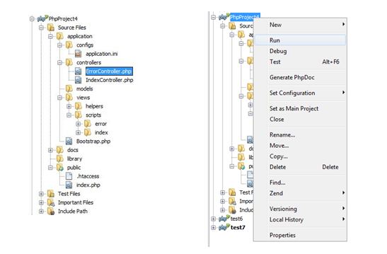Zend project you can see the following folder structure as default